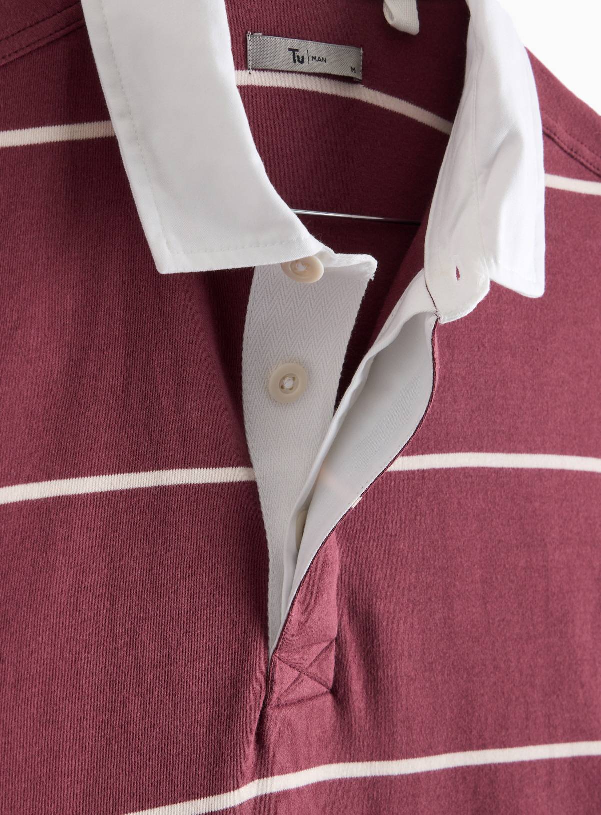 Red Stripe Short Sleeve Rugby Polo Shirt  XXL - Image 4